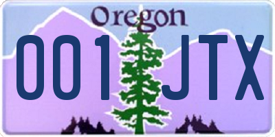 OR license plate 001JTX