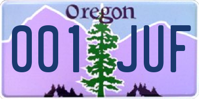 OR license plate 001JUF
