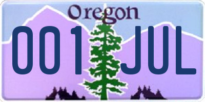 OR license plate 001JUL