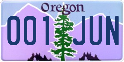 OR license plate 001JUN