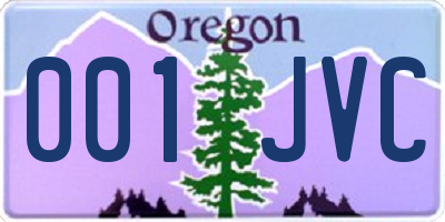 OR license plate 001JVC