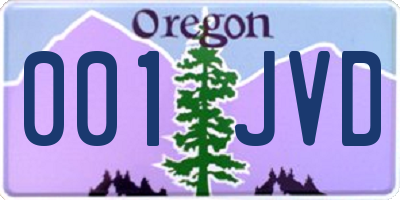 OR license plate 001JVD