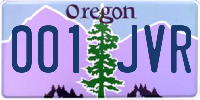 OR license plate 001JVR