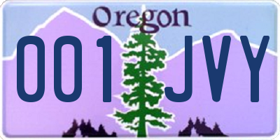 OR license plate 001JVY