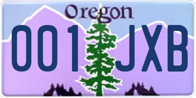 OR license plate 001JXB