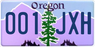 OR license plate 001JXH