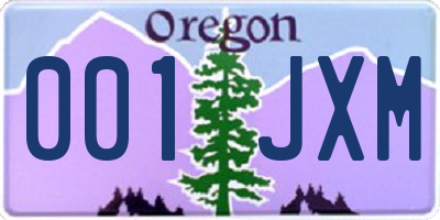 OR license plate 001JXM