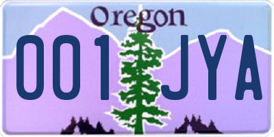 OR license plate 001JYA