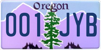 OR license plate 001JYB