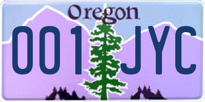 OR license plate 001JYC