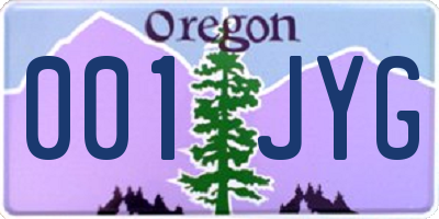 OR license plate 001JYG