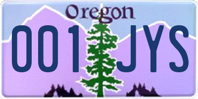 OR license plate 001JYS