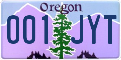 OR license plate 001JYT