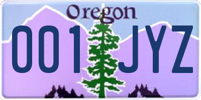 OR license plate 001JYZ