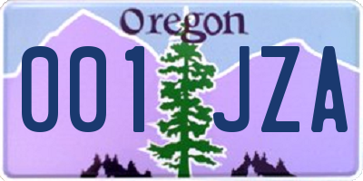 OR license plate 001JZA