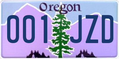 OR license plate 001JZD