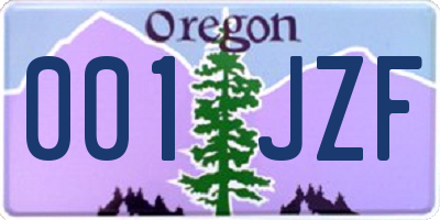 OR license plate 001JZF