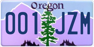 OR license plate 001JZM