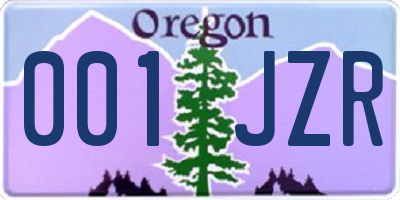 OR license plate 001JZR