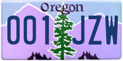 OR license plate 001JZW