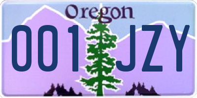 OR license plate 001JZY