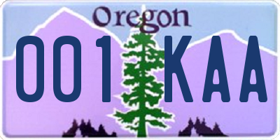 OR license plate 001KAA