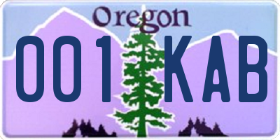 OR license plate 001KAB