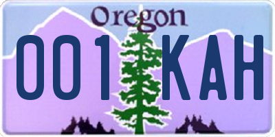 OR license plate 001KAH