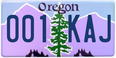 OR license plate 001KAJ