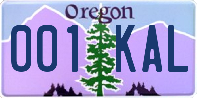 OR license plate 001KAL