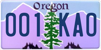 OR license plate 001KAO