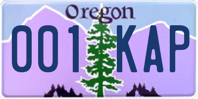 OR license plate 001KAP