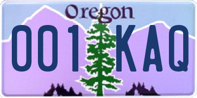 OR license plate 001KAQ