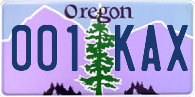 OR license plate 001KAX