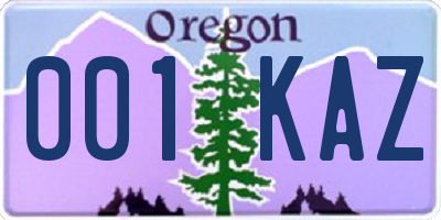 OR license plate 001KAZ