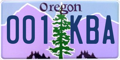 OR license plate 001KBA