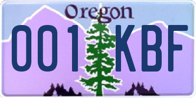 OR license plate 001KBF