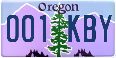 OR license plate 001KBY
