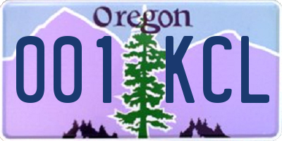 OR license plate 001KCL