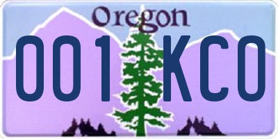 OR license plate 001KCO