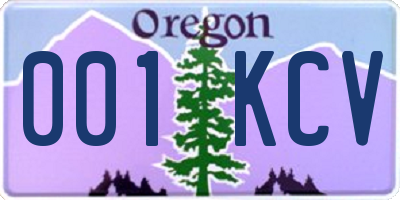 OR license plate 001KCV