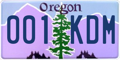 OR license plate 001KDM