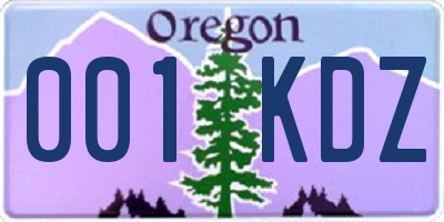 OR license plate 001KDZ