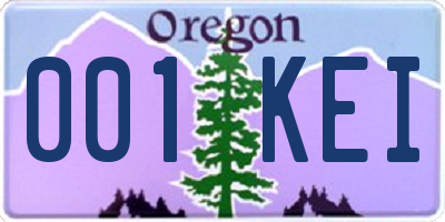 OR license plate 001KEI