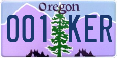 OR license plate 001KER