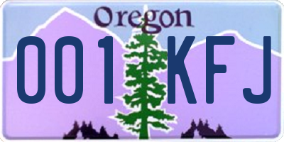 OR license plate 001KFJ