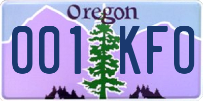 OR license plate 001KFO