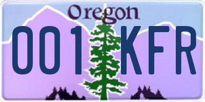 OR license plate 001KFR