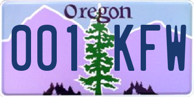 OR license plate 001KFW