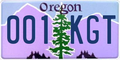 OR license plate 001KGT